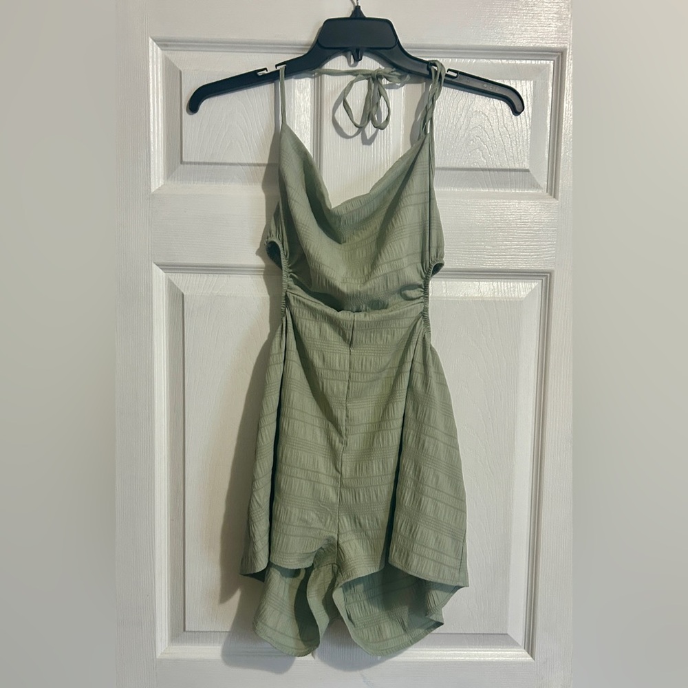 SHEIN Sage Green Textured Mini Dress